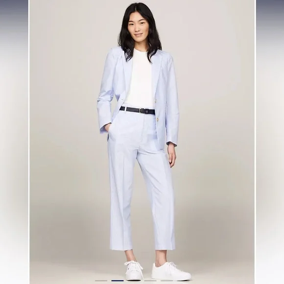 TOMMY HILFIGER white ankle pants with and white stripes size 10 - Picture 1 of 14